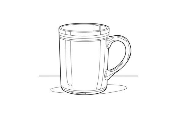 A Coffee Mug Outline Graphic for Coloring Pages & Merchandise