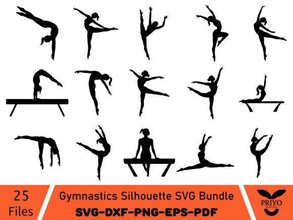 A Gymnastics Silhouette Bundle for Embroidered Projects