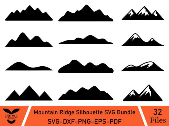 A Mountain Ridge Silhouette Bundle for Graphic Projects